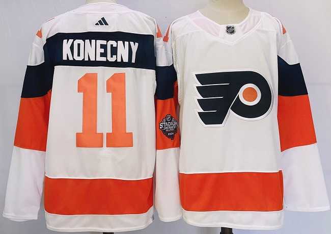 Men%27s Philadelphia Flyers #11 Travis Konecny White 2024 Stadium Series Stitched Jersey->philadelphia flyers->NHL Jersey